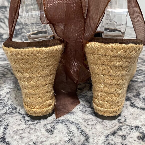 Elle Menno PAIGE Beaded and Sequins Ankle Strap Espadrille Wedges Size 5 1/2 - Picture 5 of 8
